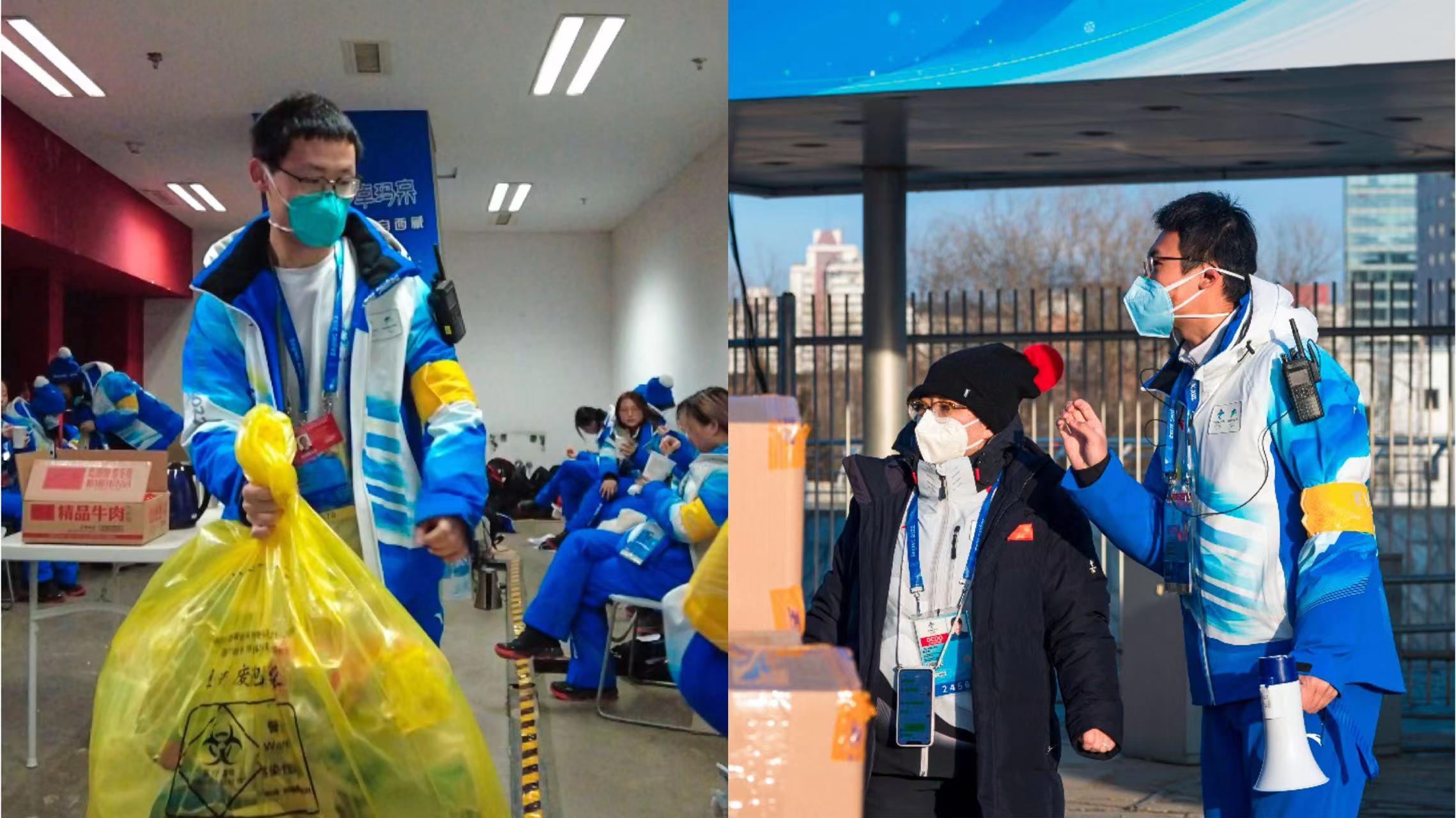 20220302-走近閉環(huán)里的“黃袖標”---6祁之輅(左)、顧恩僑(右)在閉幕式工作崗位上.jpg
